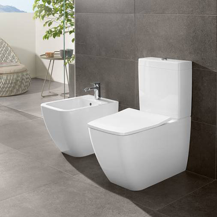 Villeroy&Boch Venticello Унитаз-компакт с открытым смывным краем, моноблок, 37.5х70см, с антигрязевым покрытием CeramicPlus, цвет: белый