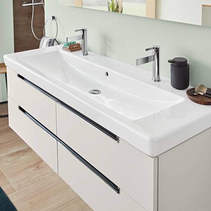 Villeroy&Boch Subway 2.0 Раковина 130х47 см, 2 отв., с переливом, цвет: белый