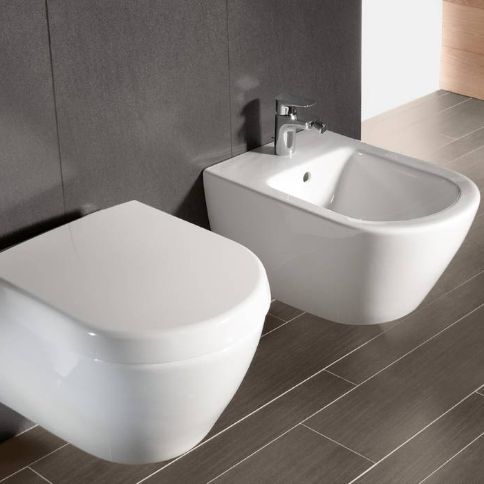 Villeroy&Boch Subway 2.0, Биде подвесное, 1 отверстие под смеситель, с переливом, 37x56.5см, с антигрязевым покрытием CeramicPlus, цвет: белый
