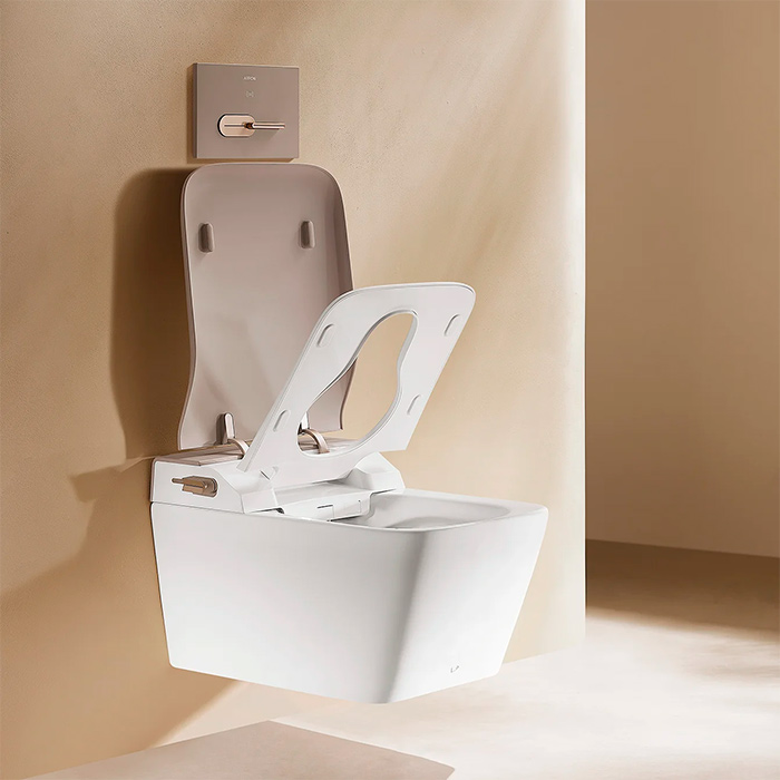 Arrow Glacier Унитаз Smart 41x60см, с функцией биде, подвесной, безободковый, клавиша смыва, EU, цвет: белый/бежевый