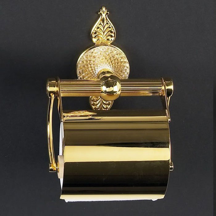 Cristal et Bronze Palmette cristal Держатель туалетной бумаги с крышкой, подвесной монтаж, цвет: золото