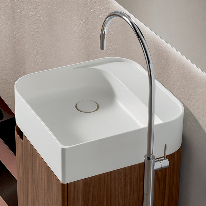 Oasis Profilo Композиция №23 Комплект мебели 45x45х h200см., напольный, цвет: белый матовый|Walnut/хром