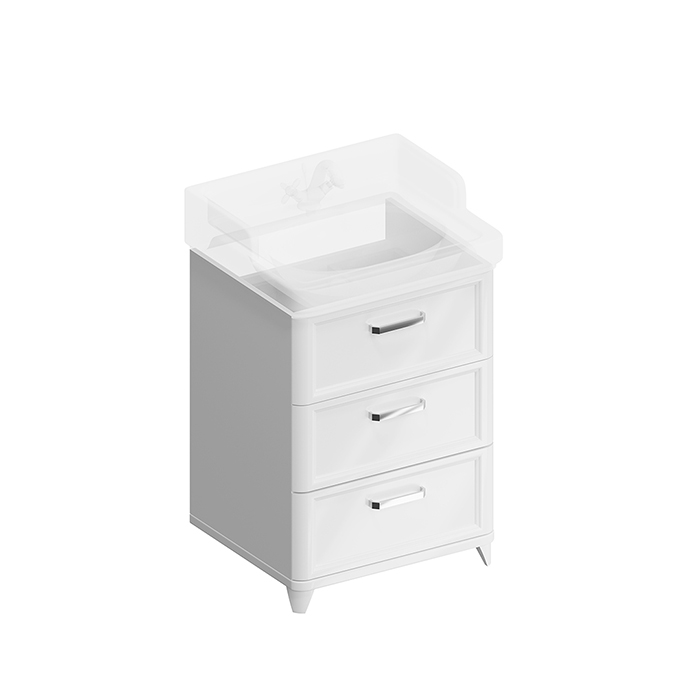Kerama Marazzi Pompei Тумба 60см., напольная, 3 ящика, цвет: белый глянцевый