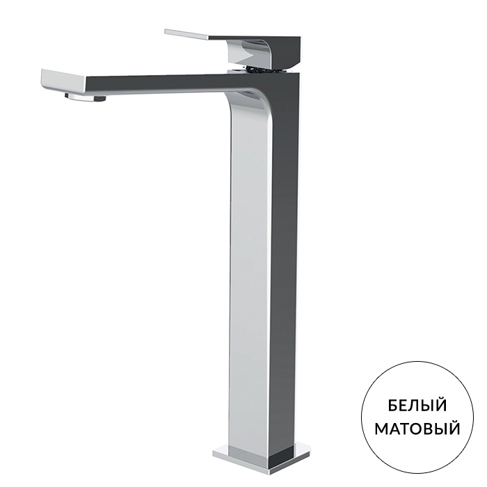 Carlo Frattini Fit Смеситель для раковины, на 1 отв, донный клапан click-clack, высокий, h267мм излив 160мм, цвет: белый матовый