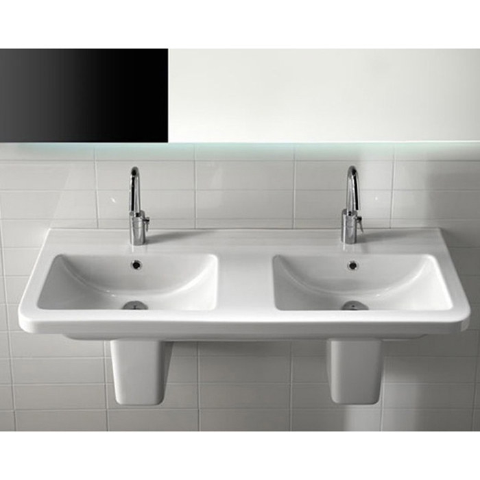 Hatria Erika PRO Q Раковина двойная 120x45см, подвесная, с 1 отверстие, цвет: белый