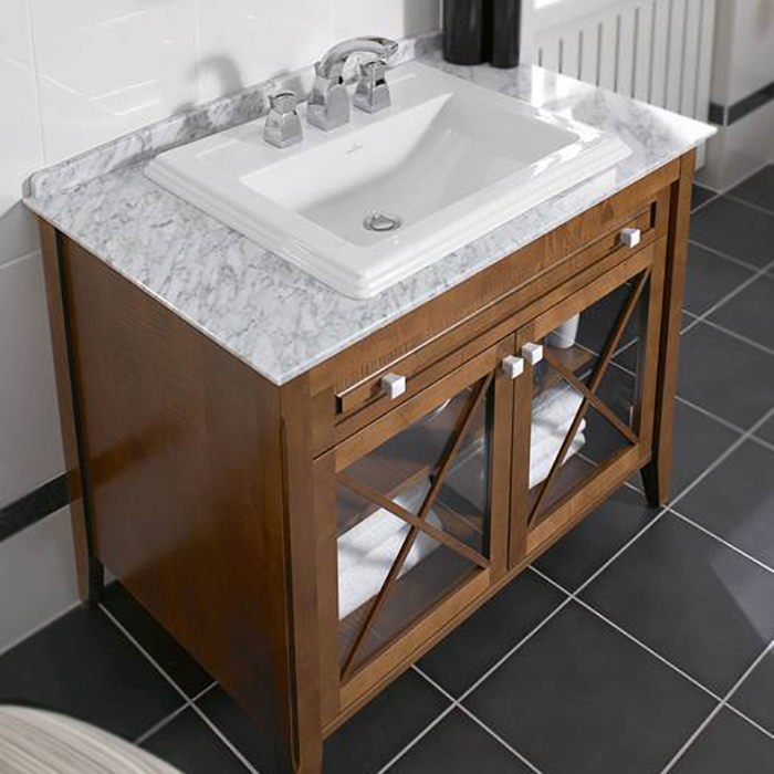 Villeroy&Boch Hommage Раковина 63х52.5 см, 3 отв., прямоугольная, с переливом, с антигрязевым покрытием CeramicPlus, цвет: белый