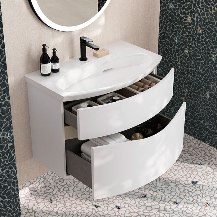 Kerama Marazzi Riva Тумба 80см., подвесная, с раковиной, цвет: белый матовый