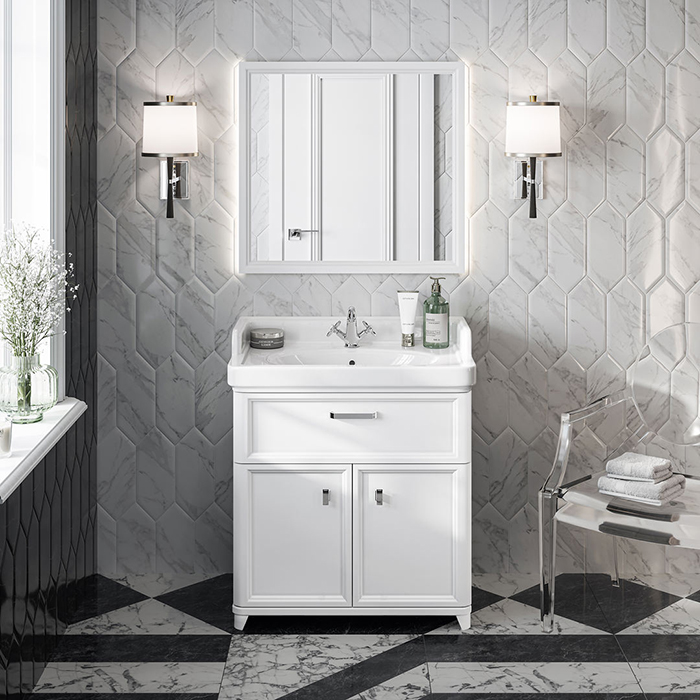 Kerama Marazzi Pompei Тумба 80см., напольная, 3 ящика, цвет: белый глянцевый