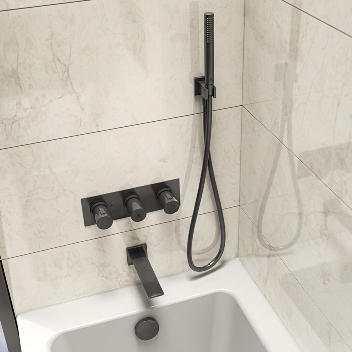Ideal Standard Ceratherm C100 Смеситель для душа, встраиваемый, термостатический, на 3 выхода, цвет: PVD Magnetic Grey