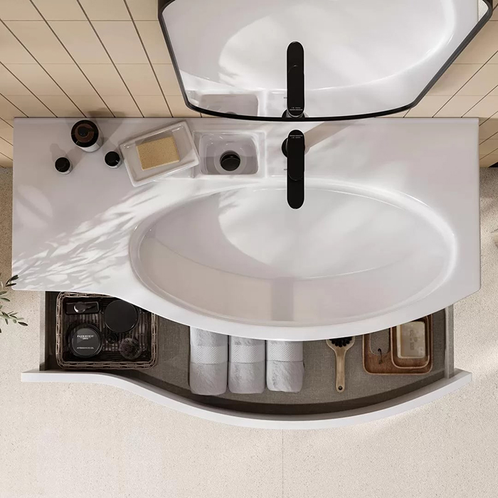 Kerama Marazzi Riva Раковина 100.7х48х15см., накладная, мебельная, с крепежом, правая, 1 отв., с переливом, цвет: белый глянцевый