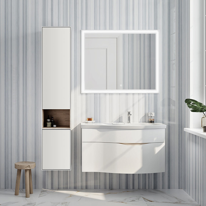 Kerama Marazzi Riva Тумба 100см., подвесная, с раковиной, правая, цвет: белый матовый