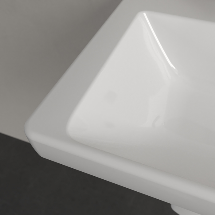 Villeroy&Boch Subway 3.0 Раковина 55х44х16.5см., 1 отв., подвесная, с антигрязевым покрытием CeramicPlus, с переливом, цвет: альпийский белый