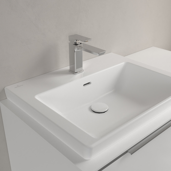 Villeroy&Boch Subway 3.0 Раковина 60х47х16.5см., 1 отв., подвесная, CeramicPlus, с переливом, цвет: белый камень