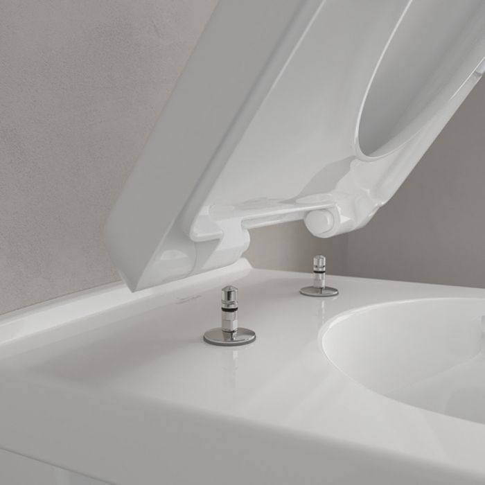 Villeroy&Boch O.novo Унитаз 56x36см., подвесной, безободковый, с гориз. выпуском, с сиденьем микролифт, цвет: альпийский белый