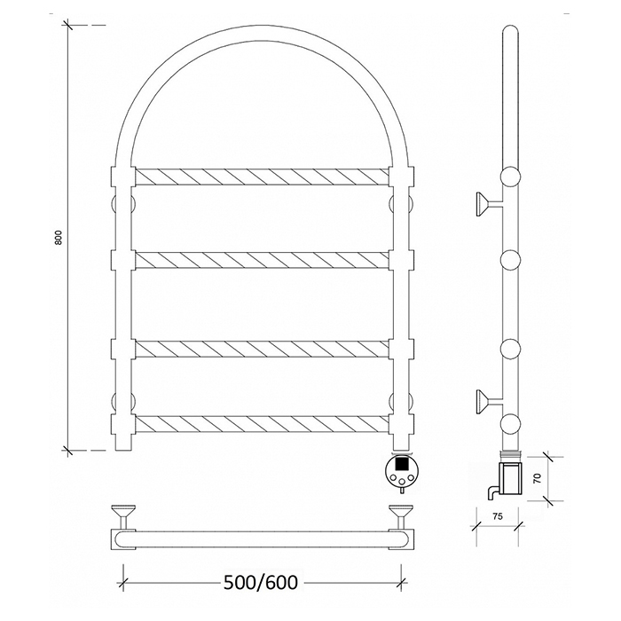 Secado Римини 2 Trenza Полотенцесушитель 50x80 см, электрический, цвет: бронза