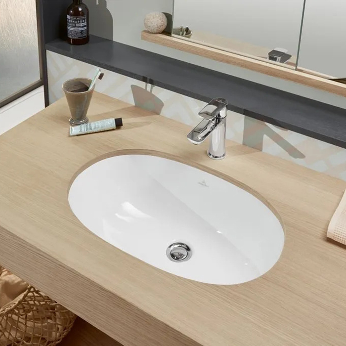 Villeroy&Boch O.novo Раковина 58х37х20см., без отв., под столешницу, с переливом, с антигрязевым покрытием CeramicPlus, цвет: альпийский белый
