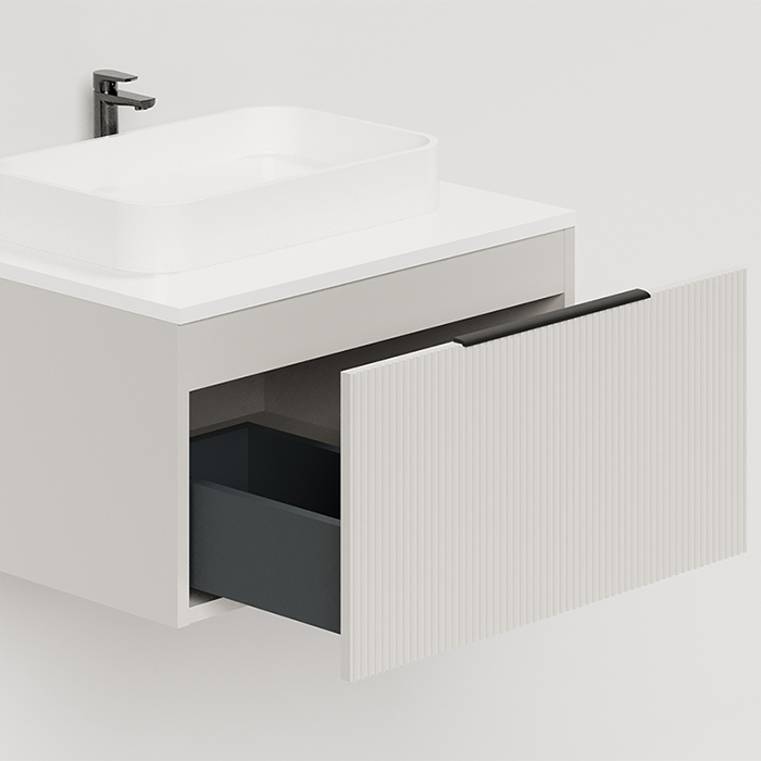 Salini Touch Тумба 60х50х32см., подвесная, с раковиной, 1 ящик, верт. фрез., цвет: Сreamy