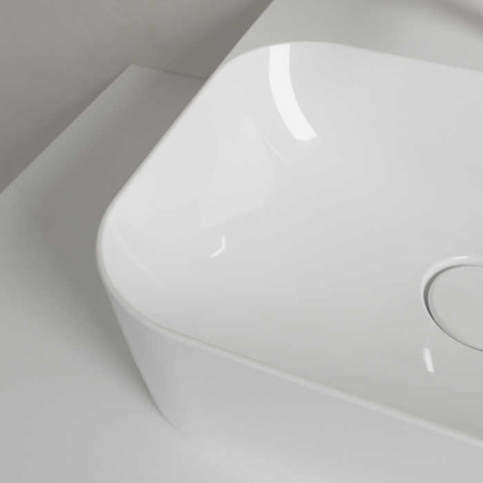 Villeroy&Boch Finion Раковина 43х39 см, 1 отв., с переливом, с антигрязевым покрытием CeramicPlus, цвет: белый