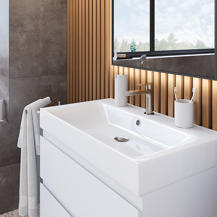 Dushlux Quadro Тумба подвесная 80x45см, с раковиной, 2 ящика, цвет: белый матовый