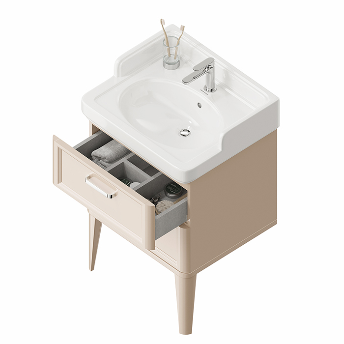 Kerama Marazzi Pompei Тумба 60см., напольная, 2 ящика, цвет: камео бежевый глянцевый
