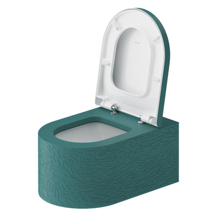 Duravit Millio Унитаз 37x57 см, подвесной, декор "Pattern", крепление в компл., цвет: аквамарин матовый