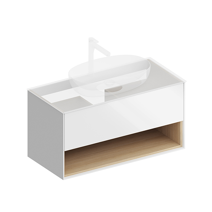 Kerama Marazzi Plaza Modern Тумба 100x48см., подвесная, 1 ящик, цвет: белый