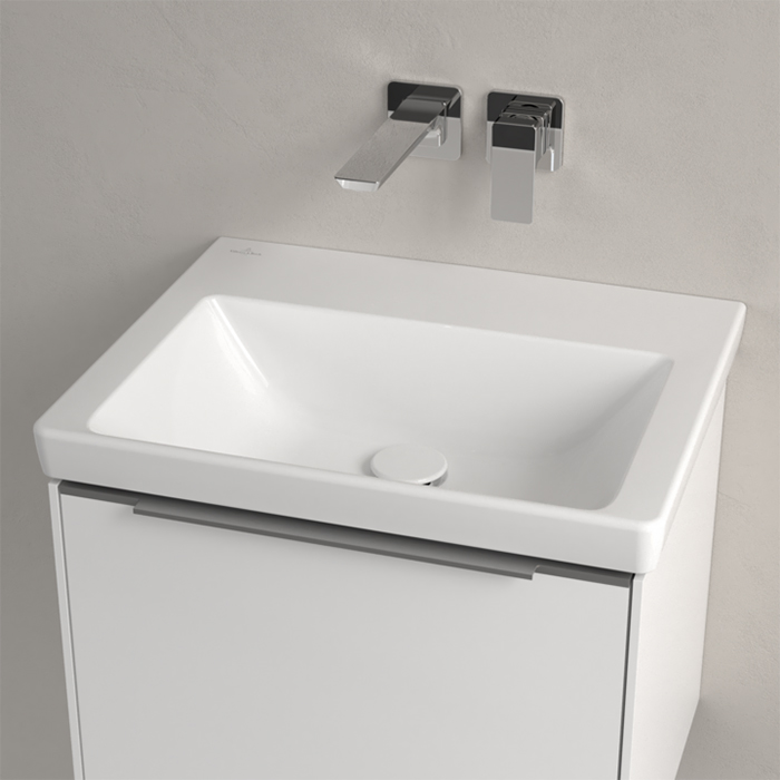 Villeroy&Boch Subway 3.0 Раковина 55х44х16.5см., без отв., подвесная, с антигрязевым покрытием CeramicPlus, без перелива, цвет: альпийский белый