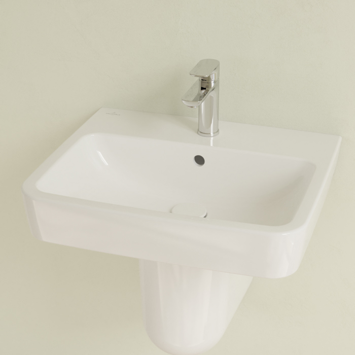 Villeroy&Boch O.novo раковина 55x46x17.5см., 1 отв., подвесная, с переливом, цвет: альпийский белый