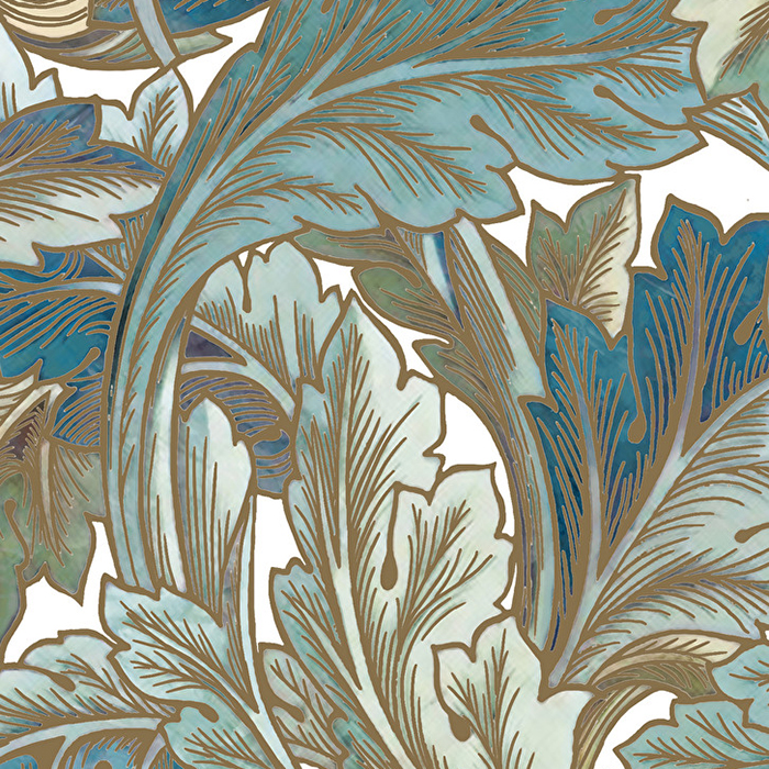 Devon&Devon Decor Slabs Керамогранит 120x240см, универсальная, глазурованнаный, декор: acanthus golden blue