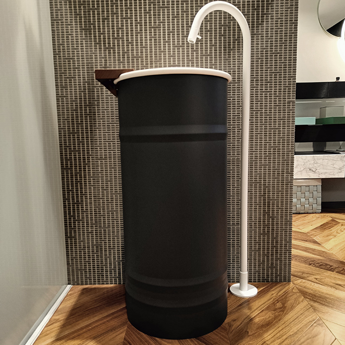 Agape Nivis Раковина напольная 43xh90см, слив в пол, без отв., цвет: bianco/grigio scuro