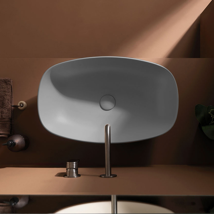 Flaminia Nuda Раковина 75x43x14.5 см, без отв., накладная, цвет: cenere