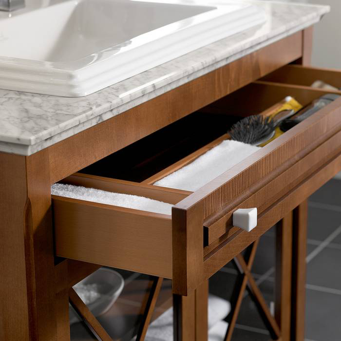 Villeroy&Boch Hommage Раковина 63х52.5 см, 3 отв., прямоугольная, с переливом, с антигрязевым покрытием CeramicPlus, цвет: белый