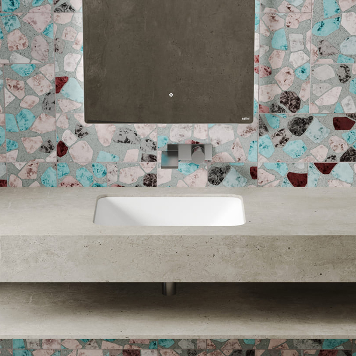 Salini Marea 06 Раковина врезная снизу 55x40x13.4cм., без отв., без перелива, материал: S-Sense, цвет: белый