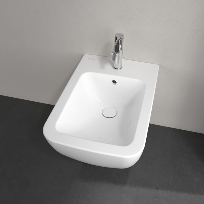 Villeroy&Boch Venticello Биде подвесное 37.5х56х28.5см., 1 отв., с донным клапаном, цвет альпийский белый