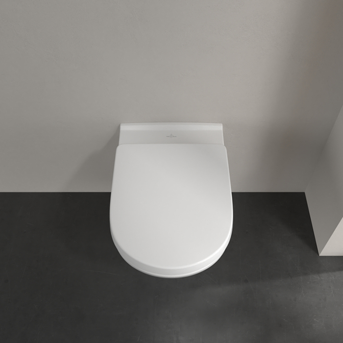 Villeroy&Boch O.novo Унитаз 56x36см., подвесной, безободковый, с гориз. выпуском, с сиденьем микролифт, цвет: альпийский белый