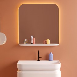 Burgbad B.ME Зеркало 100x83x15см., LED подсветка, с полкой, цвет: белый