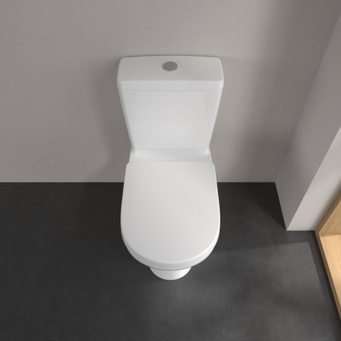 Villeroy&Boch O.novo Унитаз-компакт 36х64.6х43см., напольный, с открытым смывным краем, с сиденьем, цвет: альпийский белый
