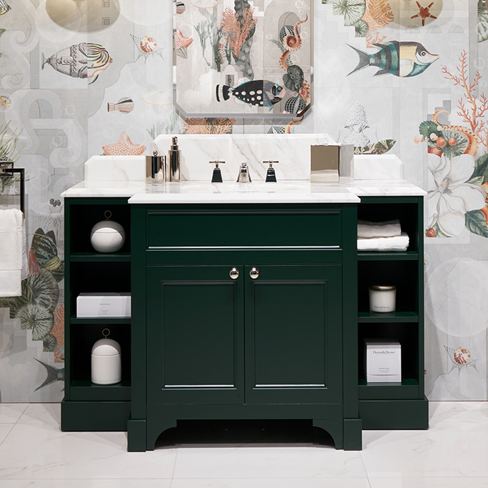 Devon&Devon Flair Тумба под раковину 128x102см., со столешницей из мрамора Calacatta Borghini и раковиной White50, цвет: English Green