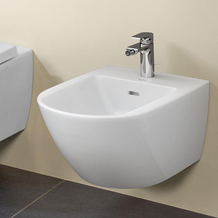 Villeroy&Boch Subway 3.0 Биде подвесное 37.5х56х27см., 1 отв., с донным клапаном, цвет: альпийский белый