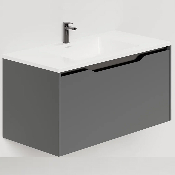 Salini Smile Тумба 80x50x48.5см., подвесная, с раковиной, цвет: Anthracite