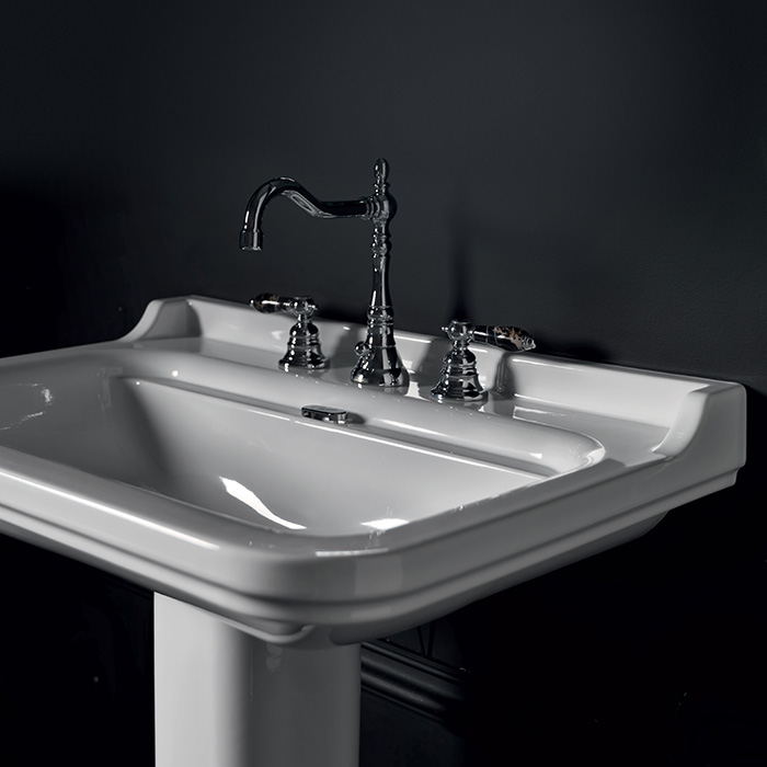 Kerasan Waldorf Раковина 80x55 см, 3 отв, керамическая, цвет: белый/бронза