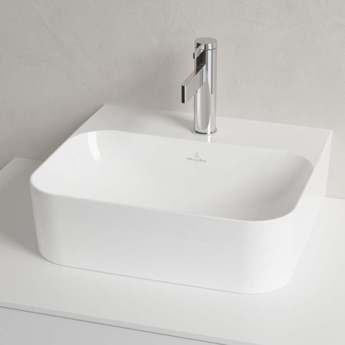 Villeroy&Boch Finion Раковина 43х39 см, 1 отв., с переливом, с антигрязевым покрытием CeramicPlus, цвет: белый