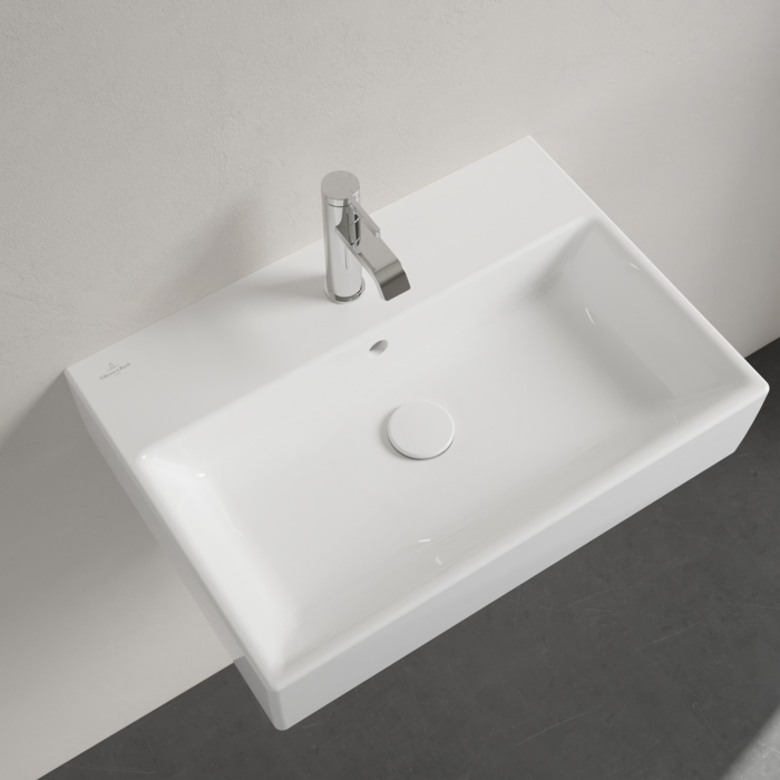 Villeroy&Boch Memento Раковина 60х42 см, 1 отв., прямоугольная, с переливом, с антигрязевым покрытием CeramicPlus, цвет: белый