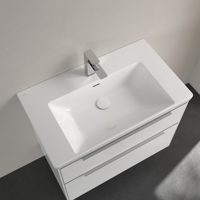 Villeroy&Boch Subway 3.0 Раковина 80х47х16.5см., 1 отв., подвесная, с антигрязевым покрытием CeramicPlus, с переливом, цвет: альпийский белый