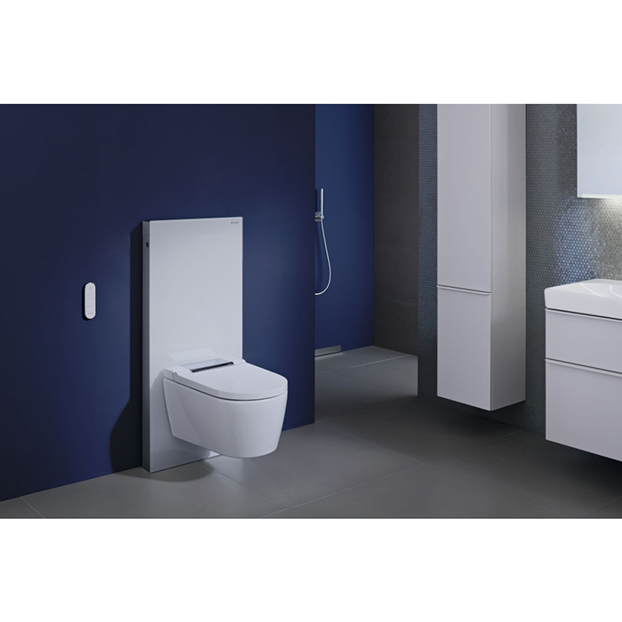 Geberit AquaClean Унитаз-биде 37.5х56.5см., подвесной, с крышкой-сиденьем микролифт, панель хром, цвет: белый