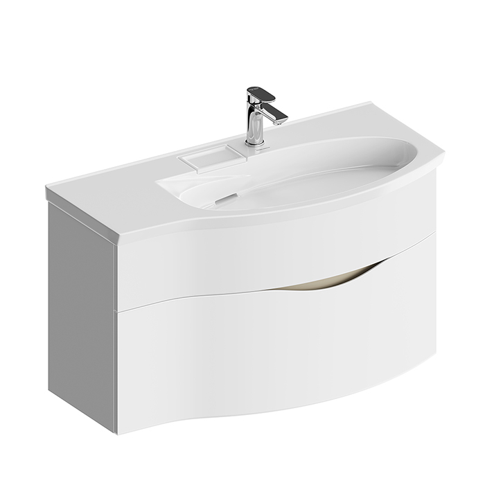 Kerama Marazzi Riva Тумба 100см., подвесная, с раковиной, правая, цвет: белый матовый