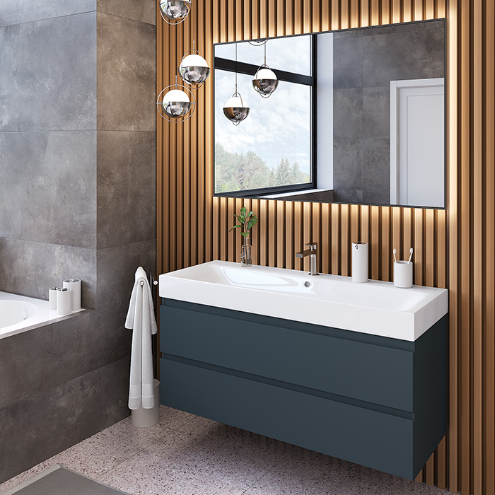 Dushlux Quadro Тумба подвесная 120x45см, с раковиной, 2 ящика, цвет: антрацит матовый