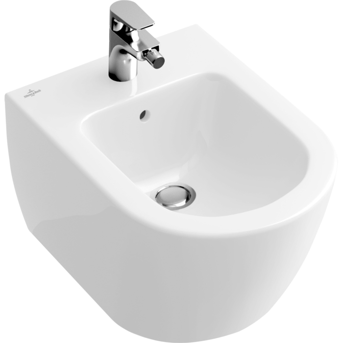 Villeroy&Boch Subway 2.0, Биде подвесное, 1 отверстие под смеситель, с переливом, 37x56.5см, с антигрязевым покрытием CeramicPlus, цвет: белый