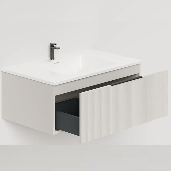 Salini Touch Тумба 80x50x32см., подвесная, с раковиной, 1 ящик, верт. фрез., цвет: Сreamy