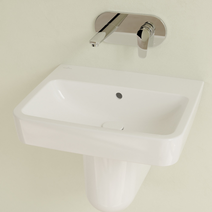 Villeroy&Boch O.novo раковина 55x46x17.5см., без отв., подвесная, с переливом, цвет: альпийский белый